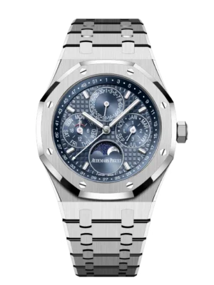 Audemars Piguet Royal Oak Perpetual Calendar Stainless steel and blue "Grande Tapisserie" dial integrated stainless steel bracelet Ref. 26674ST.OO.1320ST.01