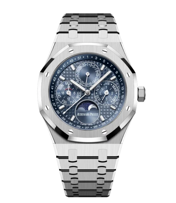 Audemars Piguet Royal Oak Perpetual Calendar Stainless steel and blue "Grande Tapisserie" dial integrated stainless steel bracelet Ref. 26674ST.OO.1320ST.01