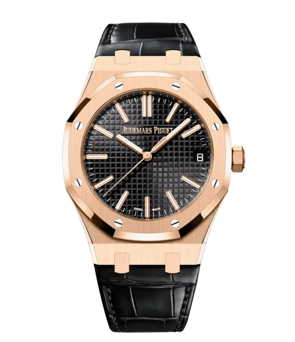 Audemars Piguet Royal Oak Selfwinding 18-carat pink gold and Black dial Black alligator strap Ref. 15510OR.OO.D002CR.02