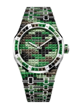 Audemars Piguet Royal Oak Selfwinding 18-carat white gold and baguette-cut graded black sapphires set dial 18-carat white gold bracelet Ref. 15514BC.YY.1284BC.02