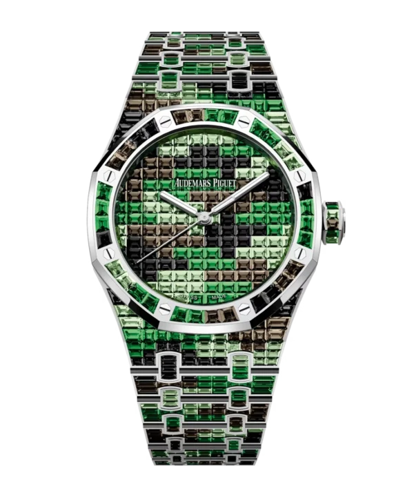 Audemars Piguet Royal Oak Selfwinding 18-carat white gold and baguette-cut graded black sapphires set dial 18-carat white gold bracelet Ref. 15514BC.YY.1284BC.02