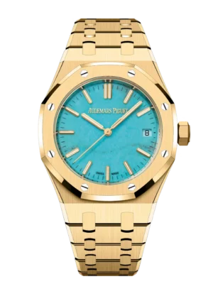 Audemars Piguet Royal Oak Selfwinding 18-carat yellow gold and Turquoise dial 18-carat yellow gold bracelet Ref. 15550BA.OO.1356BA.01