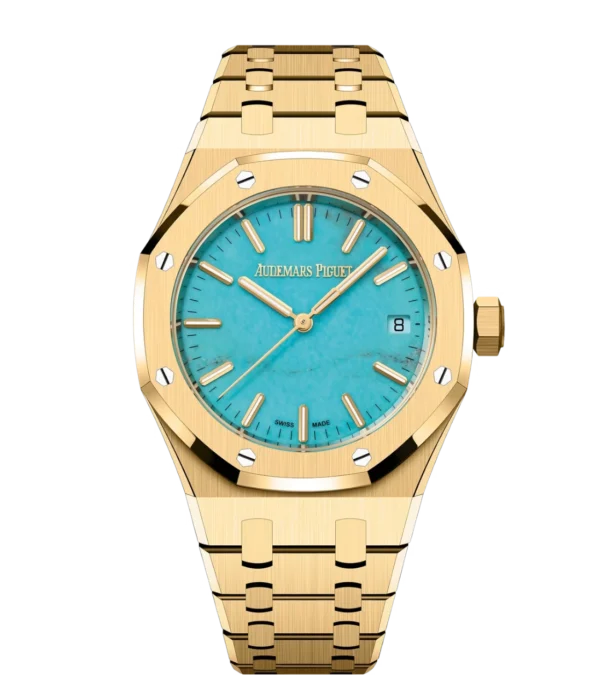 Audemars Piguet Royal Oak Selfwinding 18-carat yellow gold and Turquoise dial 18-carat yellow gold bracelet Ref. 15550BA.OO.1356BA.01