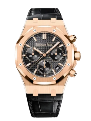 Audemars Piguet Royal Oak Selfwinding Chronograph 18-carat pink gold and Black dial Black alligator strap Ref. 26240OR.OO.D002CR.02