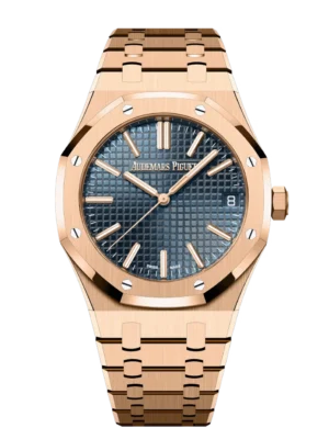 Audemars Piguet Royal Oak Selfwinding 18-carat pink gold and “Bleu nuit nuage 50” dial 18-carat pink gold bracelet Ref. 15510OR.OO.1320OR.03