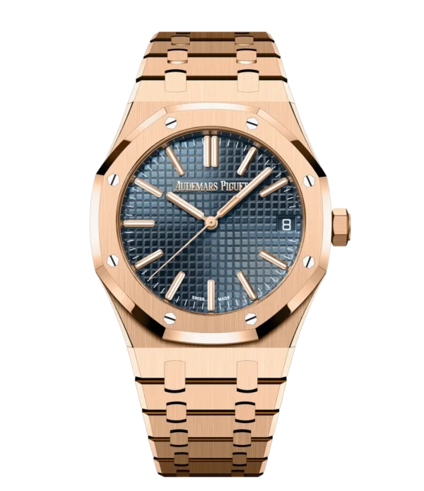 Audemars Piguet Royal Oak Selfwinding 18-carat pink gold and “Bleu nuit nuage 50” dial 18-carat pink gold bracelet Ref. 15510OR.OO.1320OR.03