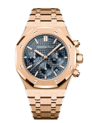Audemars Piguet Royal Oak Selfwinding Chronograph 18-carat pink gold and “Bleu nuit nuage 50” dial 18-carat pink gold bracelet Ref. 26715OR.OO.1356OR.01