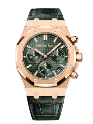 Audemars Piguet Royal Oak Selfwinding Chronograph 18-carat pink gold and Khaki green dial Khaki green alligator strap Ref. 26240OR.OO.D404CR.02