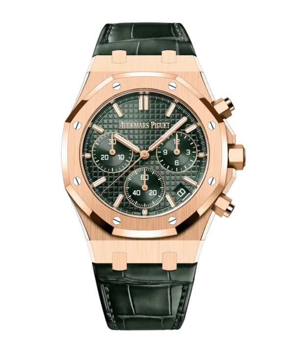 Audemars Piguet Royal Oak Selfwinding Chronograph 18-carat pink gold and Khaki green dial Khaki green alligator strap Ref. 26240OR.OO.D404CR.02