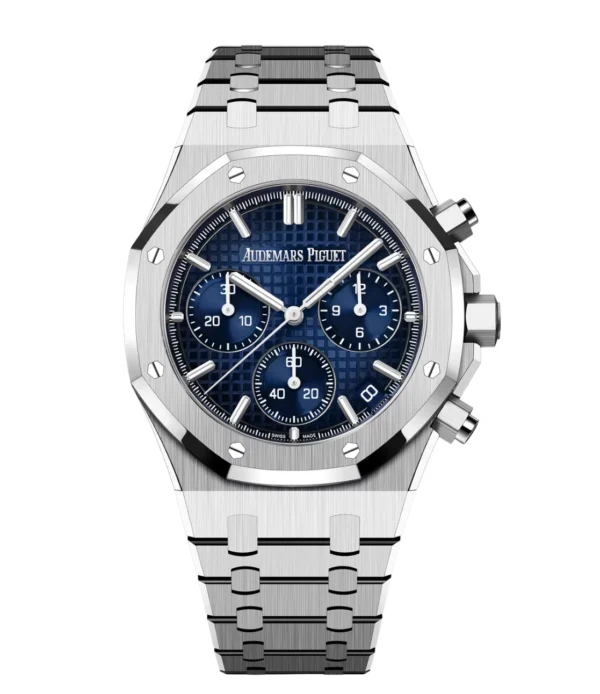 Audemars Piguet Royal Oak Selfwinding Chronograph 18-carat white gold and smoked blue “Grande Tapisserie” dial 18-carat white gold integrated bracelet Ref. 26240BC.OO.1320BC.04