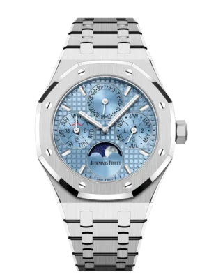Audemars Piguet Royal Oak Selfwinding Perpetual Calendar Stainless steel and light blue "Grande Tapisserie” dial stainless steel integrated bracelet Ref. 26684ST.OO.1356ST.01