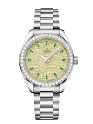 OMEGA Seamaster Aqua Terra 150M Canopus Goldâ„¢ and Green, tsavorite hour dial diamond-paved bezel Canopus Goldâ„¢ Butterfly clasp bracelet Ref. 220.55.34.20.60.002