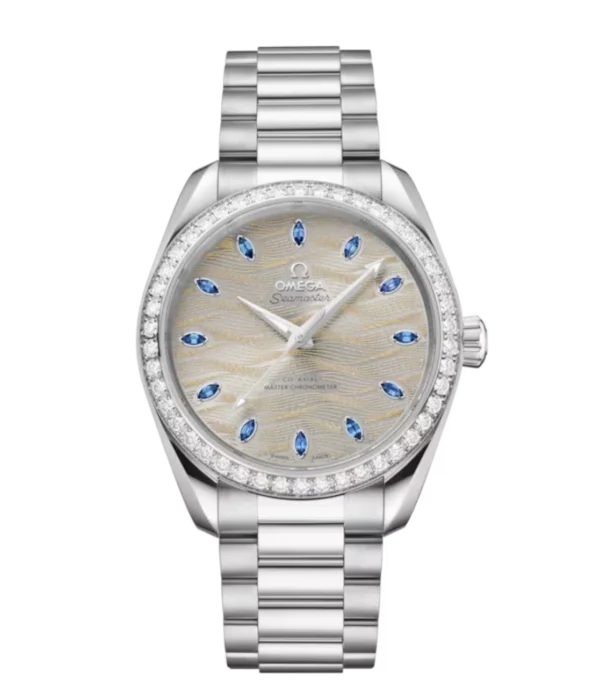 OMEGA Seamaster Aqua Terra 150M Canopus Gold™ and Silver, sapphire hour dial diamond-paved bezel Canopus Gold™ Butterfly clasp bracelet Ref. 220.55.38.20.99.003