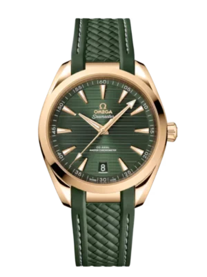 OMEGA Seamaster Aqua Terra 150M Moonshine™ gold and Green dial Green Rubber strap Ref. 220.52.41.21.10.001