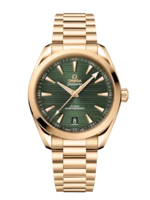OMEGA Seamaster Aqua Terra 150M Moonshine™ gold and Green dial Moonshine™ gold Butterfly clasp bracelet Ref. 220.50.41.21.10.001