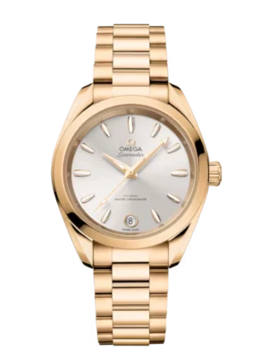OMEGA Seamaster Aqua Terra 150M Moonshineâ„¢ gold and Silver dial Moonshineâ„¢ gold butterfly clasp bracelet Ref. 220.50.34.20.02.001