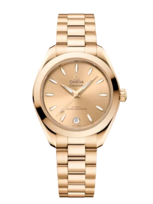 OMEGA Seamaster Aqua Terra 150M Moonshine™ gold and Yellow dial Moonshine™ gold Butterfly clasp bracelet Ref. 220.50.30.20.08.001