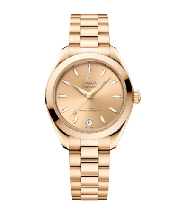 OMEGA Seamaster Aqua Terra 150M Moonshine™ gold and Yellow dial Moonshine™ gold Butterfly clasp bracelet Ref. 220.50.30.20.08.001