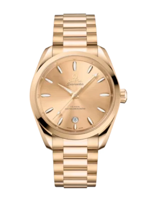 OMEGA Seamaster Aqua Terra 150M Moonshine™ gold and Yellow dial Moonshine™ gold Butterfly clasp bracelet Ref. 220.50.38.20.08.001