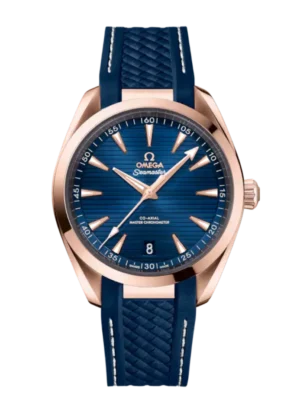 OMEGA Seamaster Aqua Terra 150M Sedna™ gold and Blue dial Blue Rubber strap Ref. 220.52.41.21.03.001