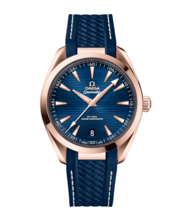 OMEGA Seamaster Aqua Terra 150M Sedna™ gold and Blue dial Blue Rubber strap Ref. 220.52.41.21.03.001