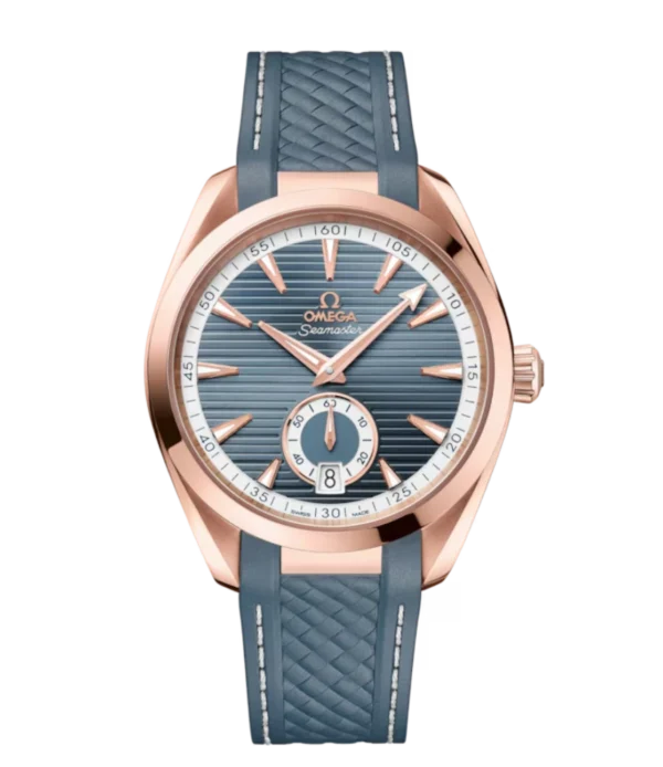 OMEGA Seamaster Aqua Terra 150M Sedna™ gold and Blue dial Blue Rubber strap Ref. 220.52.41.21.03.002