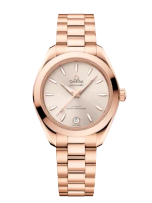 OMEGA Seamaster Aqua Terra 150M Sedna™ gold and Linen dial Sedna™ gold Butterfly clasp bracelet Ref. 220.50.30.20.09.001