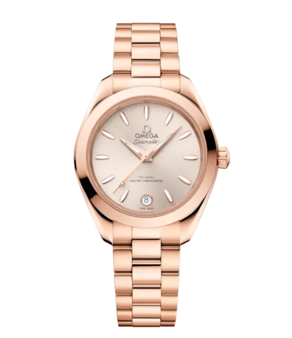 OMEGA Seamaster Aqua Terra 150M Sedna™ gold and Linen dial Sedna™ gold Butterfly clasp bracelet Ref. 220.50.30.20.09.001
