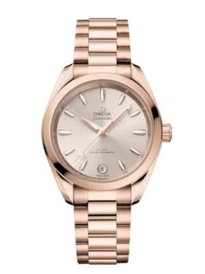 OMEGA Seamaster Aqua Terra 150M Sedna™ gold and Linen dial Sedna™ gold butterfly clasp bracelet Ref. 220.50.34.20.09.001
