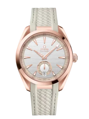 OMEGA Seamaster Aqua Terra 150M Sedna™ gold and Silver dial Beige Rubber strap Ref. 220.52.41.21.02.001