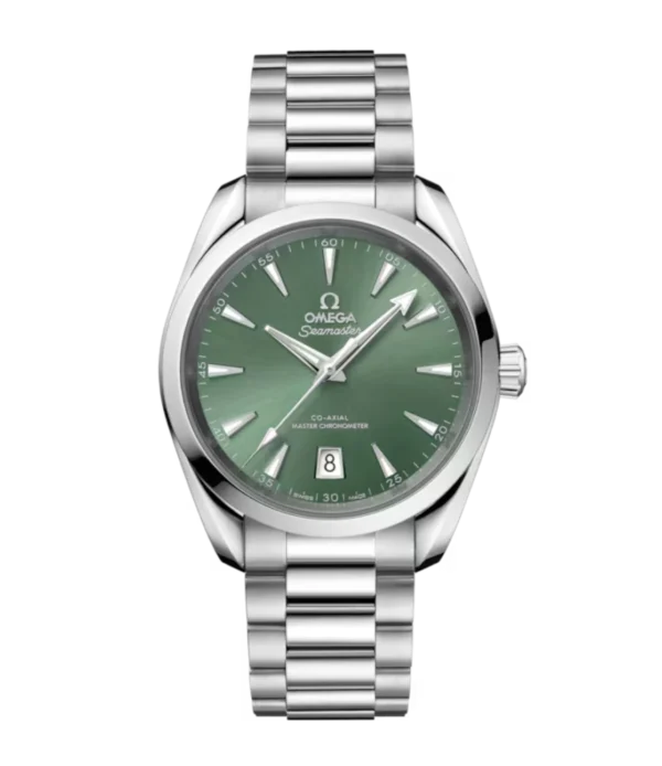 OMEGA Seamaster Aqua Terra 150M Steel and Bay green dial Steel Foldover Butterfly clasp bracelet Ref. 220.10.38.20.10.002