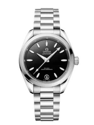 OMEGA Seamaster Aqua Terra 150M Steel and Black dial Steel Foldover butterfly clasp bracelet Ref. 220.10.34.20.01.001