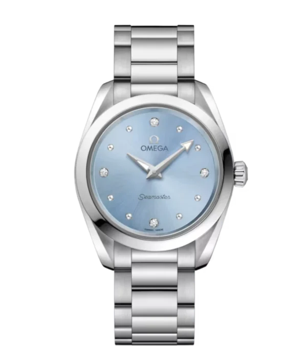 OMEGA Seamaster Aqua Terra 150M Steel and Blue, diamond indexes dial Steel Butterfly clasp bracelete Ref. 220.10.28.60.53.001