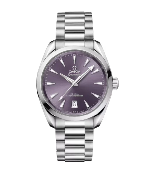 OMEGA Seamaster Aqua Terra 150M Steel and Lavender dial Steel Foldover Butterfly clasp bracelet Ref. 220.10.38.20.10.004