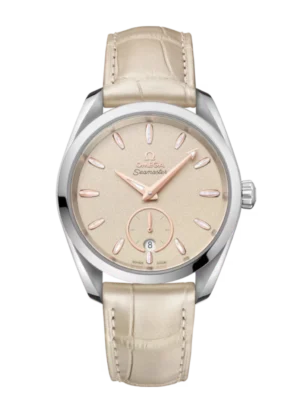 OMEGA Seamaster Aqua Terra 150M Steel and Linen dial Beige Leather strap Ref. 220.13.38.20.09.001