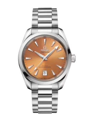OMEGA Seamaster Aqua Terra 150M Steel and Saffron dial Steel Foldover Butterfly clasp bracelet Ref. 220.10.38.20.12.001