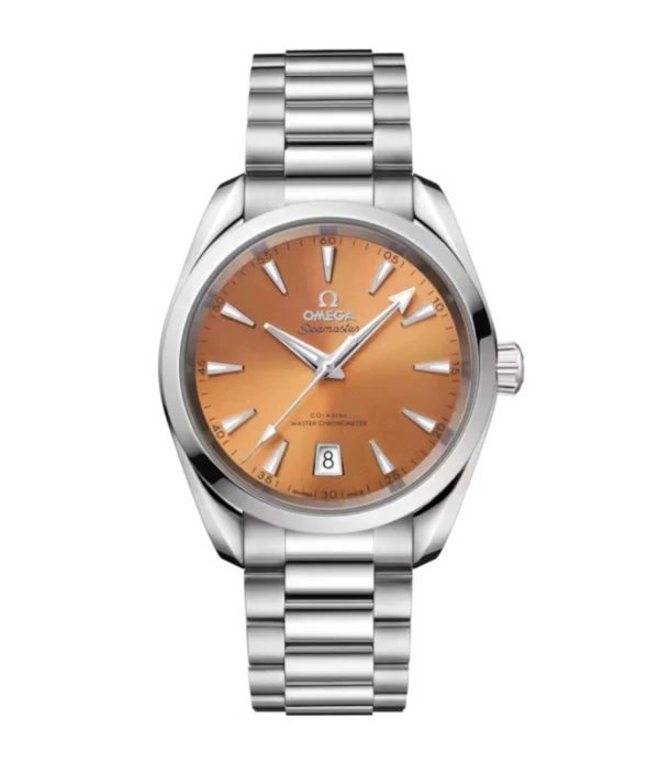 OMEGA Seamaster Aqua Terra 150M Steel and Saffron dial Steel Foldover Butterfly clasp bracelet Ref. 220.10.38.20.12.001
