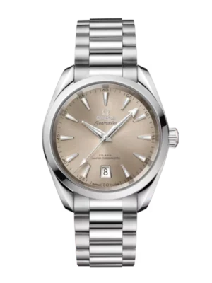 OMEGA Seamaster Aqua Terra 150M Steel and Sandstone dial Steel Foldover Butterfly clasp bracelet Ref. 220.10.38.20.09.001