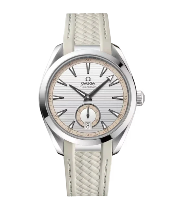 OMEGA Seamaster Aqua Terra 150M Steel and Silver dial Beige Rubber strap Ref. 220.12.41.21.02.005