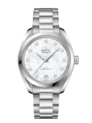 OMEGA Seamaster Aqua Terra 150M Steel and White, diamond indexes dial Steel Butterfly clasp bracelet Ref. 220.10.34.20.55.001