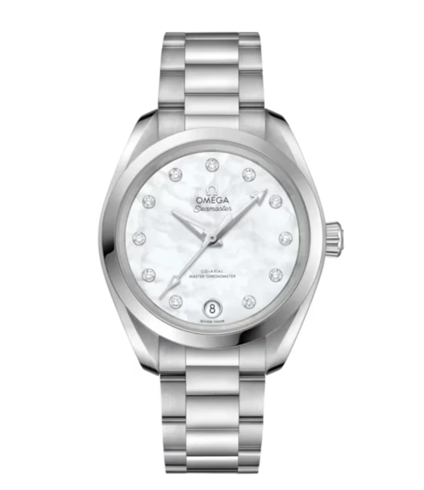 OMEGA Seamaster Aqua Terra 150M Steel and White, diamond indexes dial Steel Butterfly clasp bracelet Ref. 220.10.34.20.55.001
