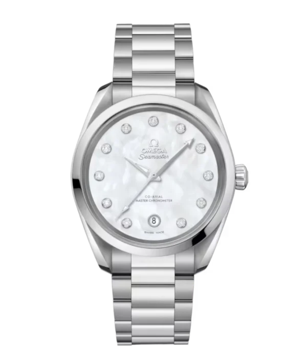 OMEGA Seamaster Aqua Terra 150M Steel and White, diamond indexes dial Steel Butterfly clasp bracelet Ref. 220.10.38.20.55.001