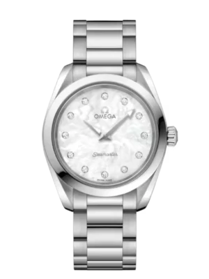 OMEGA Seamaster Aqua Terra 150M Steel and White, diamond indexes dial Steel Butterfly clasp bracelete Ref. 220.10.28.60.55.001