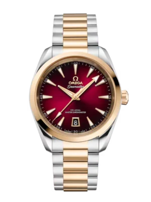 OMEGA Seamaster Aqua Terra 150M steel ‑ Moonshine™ gold and Red dial steel ‑ Moonshine™ gold Butterfly clasp bracelet Ref. 220.20.38.20.10.002