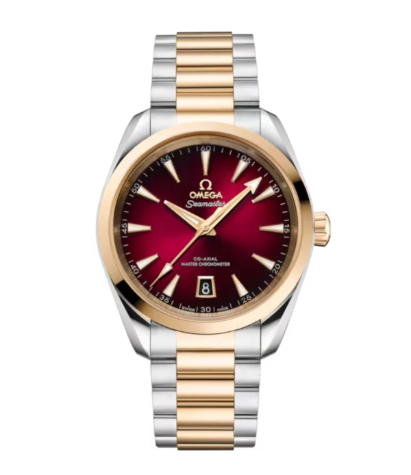OMEGA Seamaster Aqua Terra 150M steel ‑ Moonshine™ gold and Red dial steel ‑ Moonshine™ gold Butterfly clasp bracelet Ref. 220.20.38.20.10.002