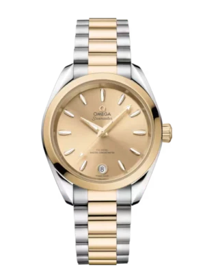 OMEGA Seamaster Aqua Terra 150M steel ‑ Moonshine™ gold and Yellow dial steel ‑ Moonshine™ gold butterfly clasp bracelet Ref. 220.20.34.20.08.001