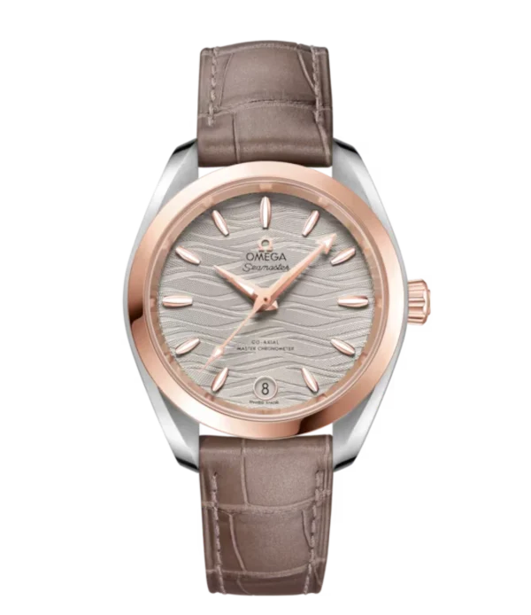 OMEGA Seamaster Aqua Terra 150M Steel ‑ Sedna™ gold and Grey dial Brown Alligator Leather strap Ref. 220.23.34.20.06.001