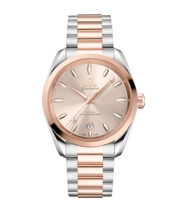 OMEGA Seamaster Aqua Terra 150M Steel ‑ Sedna™ gold and Linen dial Steel ‑ Sedna™ gold Butterfly clasp bracelet Ref. 220.20.38.20.09.001