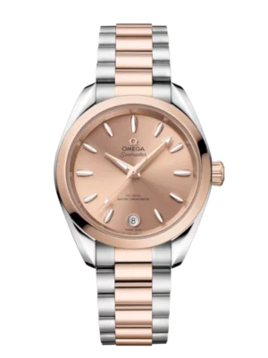 OMEGA Seamaster Aqua Terra 150M Steel ‑ Sedna™ gold and Pink dial Steel ‑ Sedna™ gold butterfly clasp bracelet Ref. 220.20.34.20.10.001