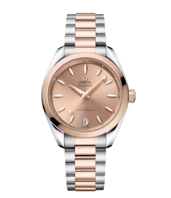 OMEGA Seamaster Aqua Terra 150M Steel ‑ Sedna™ gold and Pink dial Steel ‑ Sedna™ gold butterfly clasp bracelet Ref. 220.20.34.20.10.001